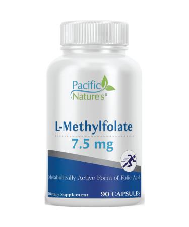 PACIFIC NATURE'S L-Methylfolate 7.5mg (90 Capsules) Natural, Active Form of Folate for Overall Health Support - Gluten Free, Non-GMO 90 Count (Pack of 1)