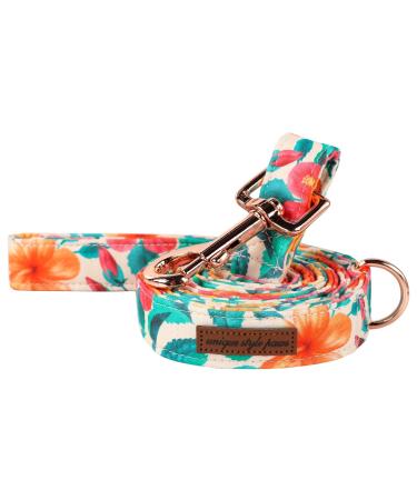 Unique Style Paws Colorful Blumen-Hundeleine matching to dog collar robust durable cotton hundeline flower dog training leash for small medium-sized and large dogs M leash orange & pink flowers