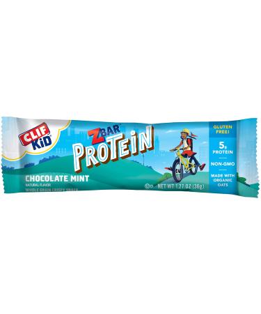 CLIF KID ZBAR - Protein Granola Bars - Chocolate Mint Flavor - Non-GMO - Organic -Lunch Box Snacks (1.27 Ounce Energy Bars, 10 Count) 10 Count (Pack of 1)