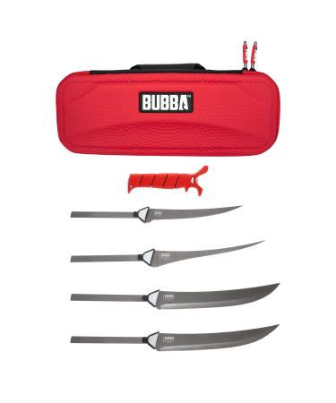 BUBBA Multi-Flex Interchangeable Blade Kits, with Non-Slip Grip Handle, Ti-Nitride S.S. Coated Non-Stick Blades and Case for Fishing Multi-Flex Kit