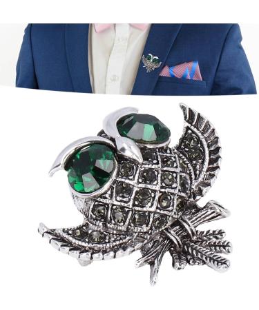 Rhinestone Perched Owl Brooch Cute Beautiful Fashion Big Eyed Owl Brooch Simulated for Weddings for Parties for Vacations - Buy Online on GoSupps.com