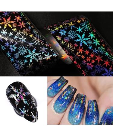10roll/set Holographic Nail Art Xmas Tree Snowmen Christmas Nail Decals Nail Stickers Snowflake - Buy Online on GoSupps.com
