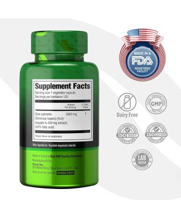 ORZAX Saw Palmetto 2000mg - Prostate Health & Hair Growth Support - 120 Veg Capsules - Buy Online on GoSupps.com