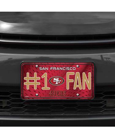 Rico Industries NFL San Francisco 49ers #1 Fan Metal License Plate Tag - 6x11.5 in Team Colors - Perfect for 49ers Fans! - Buy Online on GoSupps.com