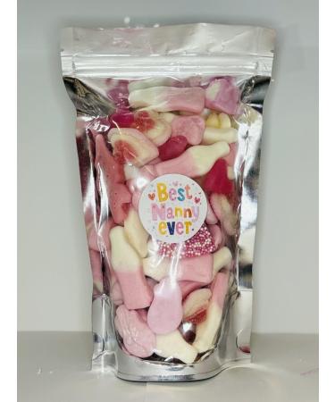 Best Nanny Ever Pink Filled Pick N Mix Sweet Treat Pouch Birthday Present Gift Mothers Day 200g
