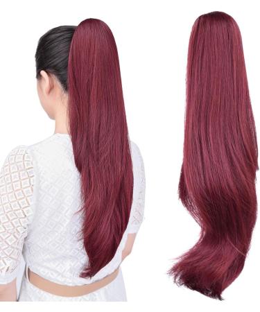 PORSMEER Wine Red Drawstring Ponytail Extension 26 Inch - Synthetic Hairpiece for Women & Girls - Buy Online on GoSupps.com