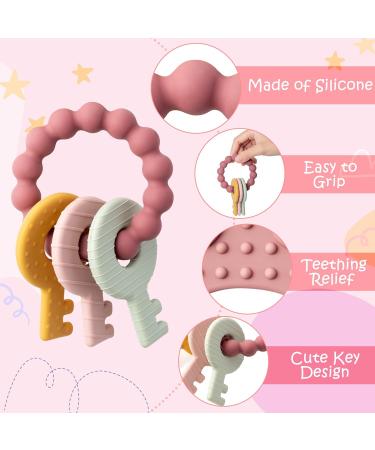 2-Piece Pink & Blue BPA-Free Silicone Baby Teething Rings - Easy to Hold Chew Toys for Newborns | Safe Soft & Stylish - Buy Online on GoSupps.com