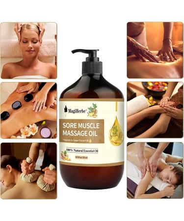 Sore Muscle Massage Oil 251ML - Pure Ginger & Mugwort Essential Oil Blend for Warming, Repelling Cold, and Relaxing Active Body Relief - Buy Online on GoSupps.com