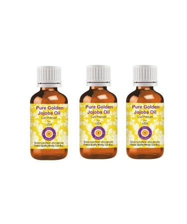 Deve Herbes Pure Jojoba Oil Simmondsia chinensis 100 Natural Therapeutic Grade Cold Pressed 100ml Pack of Three 101 oz
