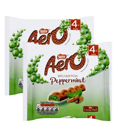 Nesquik Nestle Aero Peppermint Bubbly Bar Chocolate Bar with Airy Mint Filling 4 x 27 g (216 g) (Pack of 2)