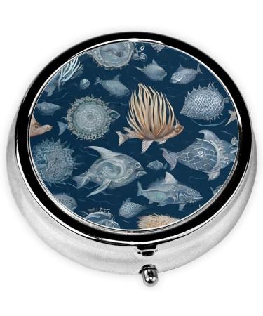 Manatee Round Pill Box - 3 Compartment Portable Travel Organizer for Vitamins & Medicine - Buy Online on GoSupps.com