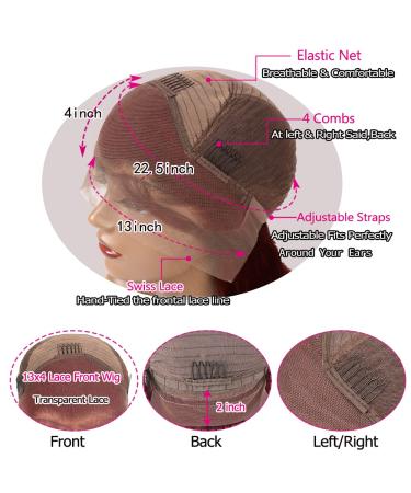 Reddish Brown Deep Wave Lace Front Human Hair Wig 180% Density | 13X4 HD Lace Frontal Copper Red Colored Curly Glueless Wig Pre Plucked for Black Women - Buy Online on GoSupps.com