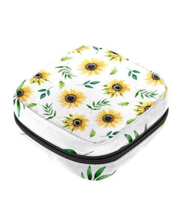 Sunflower Print Pattern Sanitary Napkin Storage Bag Menstrual Pad Bag Portable Menstrual Period Sanitary Pouch Zipper Tampons Collect Bags for Teen Girls Women Ladies Color 11