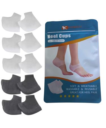 KANGBELLY Heel Protectors (5 Pairs)-Gel Heel Cups Heel Pain- Cracked Heel Repair-Plantar Fasciitis Relief-Silicone Heel Pads Blister Prevention-Spur Relief Cushion Inserts Women and Men White
