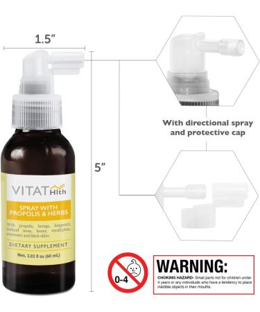 VITAT Propolis Throat Spray with Honey and Herbs 2.02 Fl Oz - Immune Support - Natural Ingredients - Additive Free - 1 Pack - Buy Online on GoSupps.com