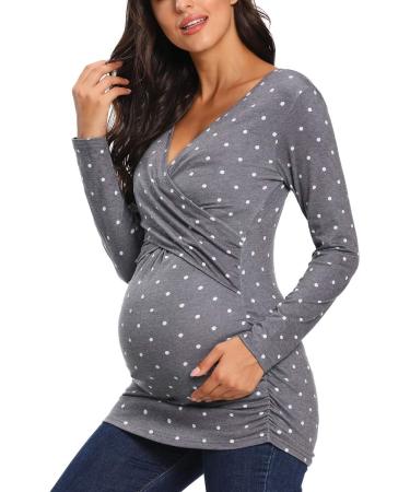 Love2Mi Maternity Nursing Shirt XL Grey V-Neck | Pregnancy Breastfeeding T-Shirt - Buy Online on GoSupps.com