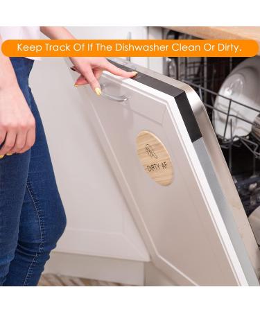 Libetter Dishwasher Clean Dirty Sign - Bamboo Non-Scratch Strong Magnetic Flip Indicator | Non-Scratch Easy To Read Dishwasher Sign for Better Kitchen Organization - Buy Online on GoSupps.com