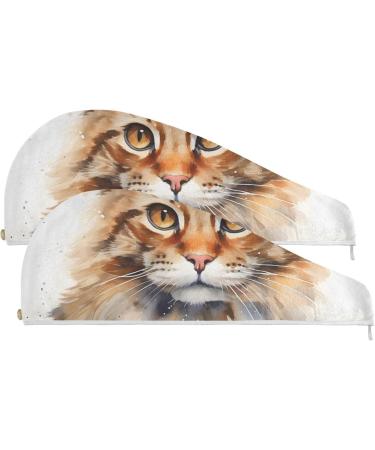 Handsome Cat Hair Towel 2 Pack | Super Absorbent Quick Dry Hair Turbans for Women & Girls - Ideal for Effortless Hair Drying - Buy Online on GoSupps.com