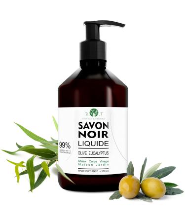 B.O.T Cosmetic & Wellness - Natural Liquid Black Soap with Olive & Eucalyptus Oil | Multi-Use Cleaner & Hypoallergenic Wash | Concentrated 500ml