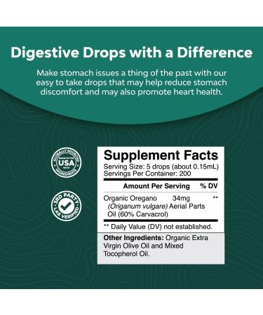 Organic Oregano Oil Liquid Drops - USDA Certified for Immune Support and Digestive Health - Vegan & Non-GMO - Pure Oregano Oil for Kids and Adults - Buy Online on GoSupps.com