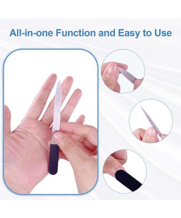 3 Pack Stainless Steel Heavy Duty Metal Nail Files for Natural Nails - Diamond Sapphire Grit Fingernail Files with Sharp Pointed Tip, Non Slip Handle - Black - Buy Online on GoSupps.com