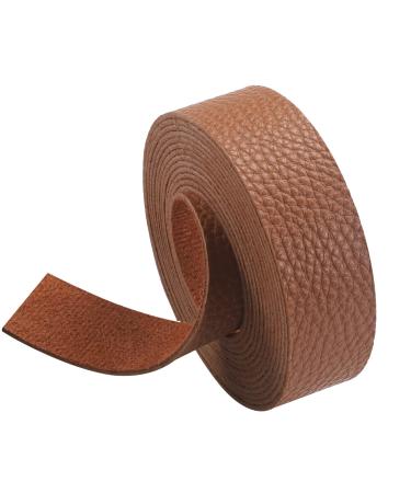Picheng Lychee Pattern Leather Strap 1 Inch Wide 100 Inches Long, Leather Belt Strips Very Suitable for Pet Collars, Traction Ropes,Belts, Keychains DIY Craft Projects (Brown)
