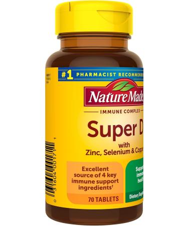 Nature Made Super Vitamin D Immune Complex Vitamin D3 Selenium Copper and Zinc Supplements for Immune Support 70 Tablets 70 Day Supply 70 Count (Pack of 1) - Buy Online on GoSupps.com