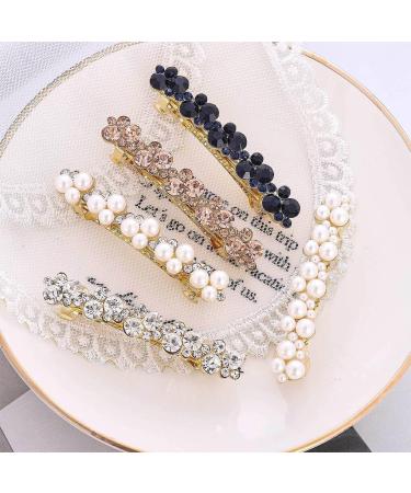 CLSSLVVBN Elegant Pearl Spring Hair Clips Pin For Women Girls Versatile Hairpins For Any Occasion Girls Elegant Barrettes Hairpins E8407White Diamonds - Buy Online on GoSupps.com