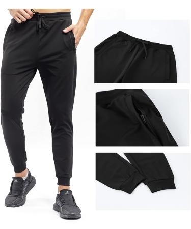 frueo Men's Golf Pants | Slim Fit Joggers with Zip Pocket | Elastic Waist Sweatpants for Workout | Athletic Pants for Men | Jogging 802 Black - Medium - Buy Online on GoSupps.com