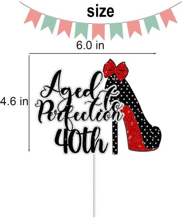 40th Birthday Cake Topper for Women Her Forty and Fabulous Aged Perfection to 40th Birthday Party Supplies Cheer to Vintage Dirty 40 Cake Decorations - Buy Online on GoSupps.com