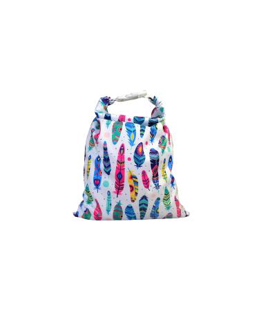 Immaculate Textiles Unisex Baby Wet/Dry Bag with Buckle : Waterproof & Washable : Great for Swimming & Reusable Cloth Nappies (Feathers 28x40cm) Feathers 28x40cm