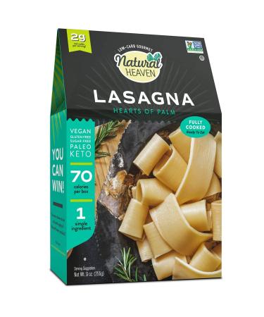 Natural Heaven Hearts of Palm Lasagna Pasta | Gluten-Free | 4g of Carbs | High Fiber | Keto | Paleo | Vegan - Vacuum Packed - (9oz  1 Count) 9 Ounce (Pack of 1)