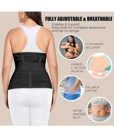 3-in-1 Postpartum Belly Band Wrap | Recovery Girdles Abdominal Binder | Support Belt for Belly, Waist, Pelvis & Back (Black, Large) - Buy Online on GoSupps.com