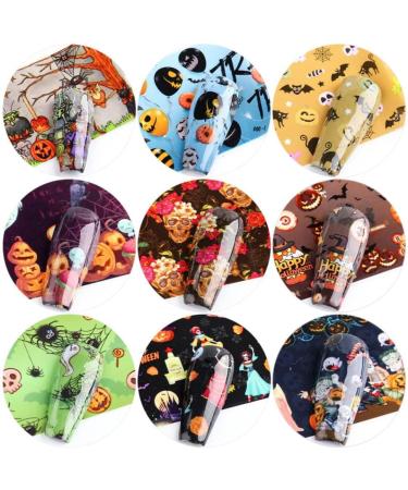 10 Sheets Halloween Nail Foil Transfers Stickers Pumpkin Spider Skull Ghost Witch Nail Decals Festival Party Supplies Decoration Manicure Tips Wraps. - Buy Online on GoSupps.com