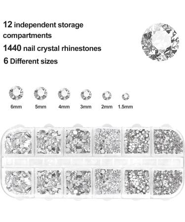 Sularpek 1440 Pcs Rhinestones Nail Gems Set with Tools - Crystal Flat Back Gems for Nail and Face Art | Includes Tweezers and Dotting Pen - Buy Online on GoSupps.com