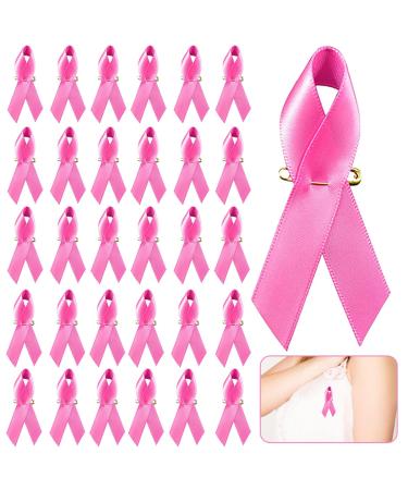 30 Pieces Pink Ribbon Pins Pink Satin Awareness Ribbons with Safety Pins for Breast Cancer Awearness Day Caring for Breast Cancer Charity Event Survivor Campaign Party Favors Supplies