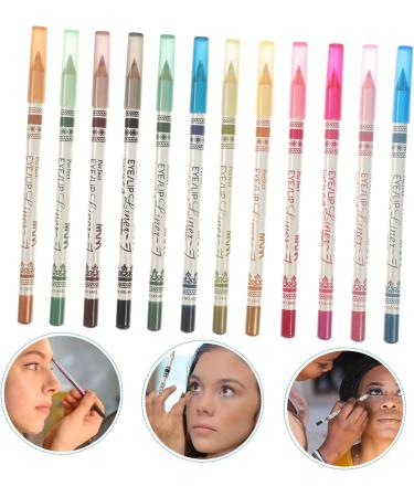 LALAFINA 12 Pcs Green Eyeliner Pencil Brown Waterproof Eyeliner Eye Shadow Pen Lip Liner Makeup Miss Mousse 1 count (Pack of 1) As Shown - Buy Online on GoSupps.com