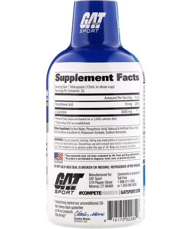 GAT Sport Essentials Series L-Carnitine 3000mg (16 Ounce) Mixed Berry - Buy Online on GoSupps.com
