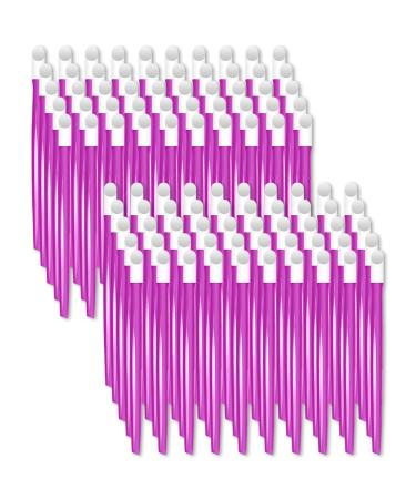 Laza 100 Pcs Plastic Handle Cuticle Pusher Rubber Tipped Nail Cleaner Manicure Tools for Men and Women - Purple 100 Count (Pack of 1) Purple