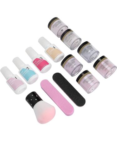 Nail Dipping Powder Set - Nail Kit Starter Nail Art Powder Professional Top Base Coat Gel Dust Brush 6 Color Manicure Tool Set for Nail Artist Salon Home Use (K1214) - Buy Online on GoSupps.com