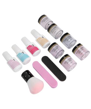 Dip Powder Nail Kit Starter 8Pcs Nail Art Powder Top Base Coat Gel Dusting Brush Manicure Tool Set DIY Salon Nail Art Manicure(K1214)