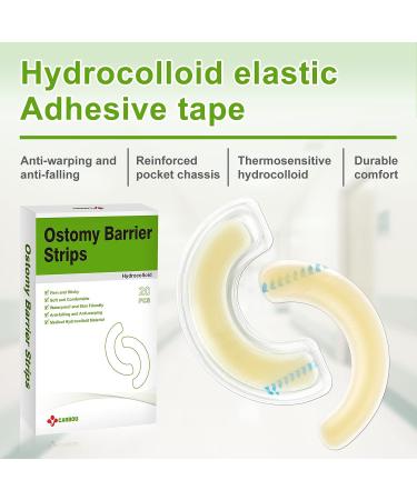 Carbou 20 Pcs Elastic Ostomy Barrier Strips - Medical Grade, Waterproof & Leakproof Skin Adhesive Tape for Colostomy Stoma Bags - Buy Online on GoSupps.com