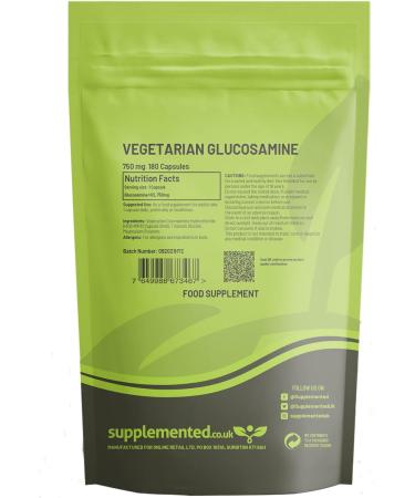 Vegetarian Glucosamine HCl 750mg 180 Capsules | UK Made Supplement | Letterbox Friendly - Buy Online on GoSupps.com