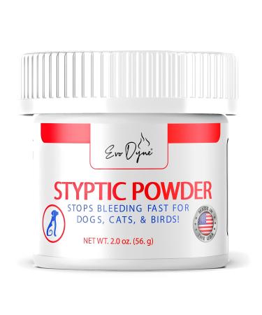 Evo Dyne Styptic Powder for Dogs, Cats, and Birds (2 oz) Fast-Acting Blood Stop Powder for Pets | Quick Stop Bleeding Powder for Dog Nail Clipping, Grooming, Cuts and More 1-Pack