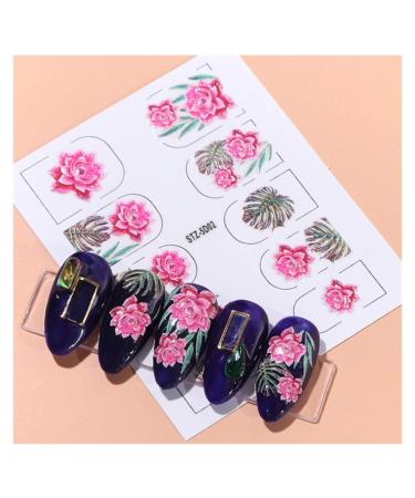 1pcs 5D Nail Sticker Gegraveer Flower Design kleeffoli n Decals DIY Manicure Slider 3D Nail Art Decorations Tips LASTZ5D0118 Claral Color 2