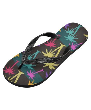 Mnsruu Black Palm Leaf Flip Flops for Men & Women - Stylish Home Hotel Spa & Travel Footwear - Shop Internationally Now! - Buy Online on GoSupps.com