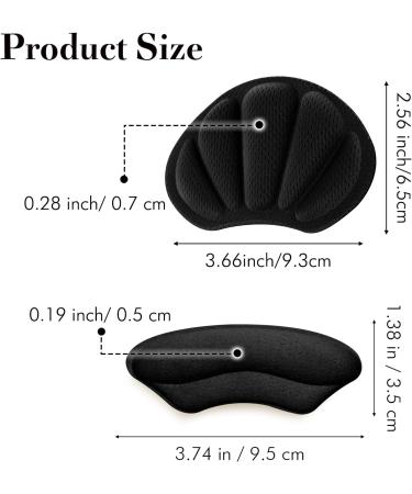 Sibba 4 Pairs High Heels Cushion Pads and Heel Grips for Shoes - Prevent Slipping and Blisters - Black - Buy Online on GoSupps.com