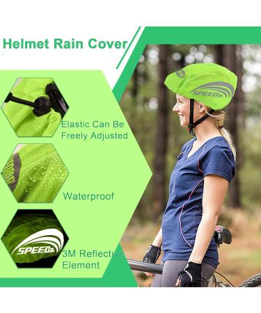Waterproof Bicycle Helmet Rain Cover - 2 Piece Set with Reflective Stickers & Fluorescent Bracelet | Universal Fit - Buy Online on GoSupps.com