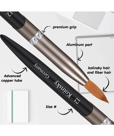 3 Pieces Oval Crimped Kolinsky Acrylic Nail Brush Set - Metal Handle Nail Art Brushes for Acrylic Manicure - Various Sizes Included - Buy Online on GoSupps.com