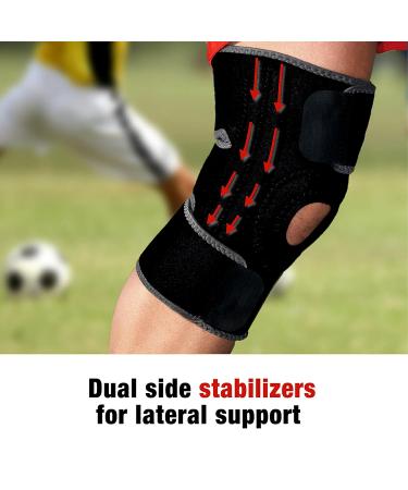 ACE Adjustable Compression Knee Support with Stabilizers - Firm Support for Weak, Sore, or Injured Joints. Dual Side Stabilizers, Adjustable Straps, Breathable Material - One Size Fits Most - Buy Online on GoSupps.com